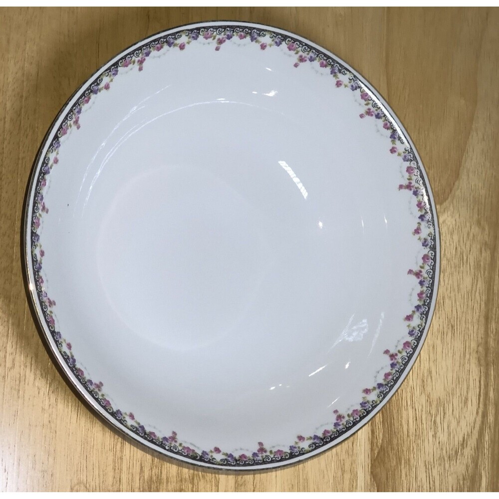 Vintage KPM Krister Germany Porcelain Bowl - Pattern 21448 - Floral & Black